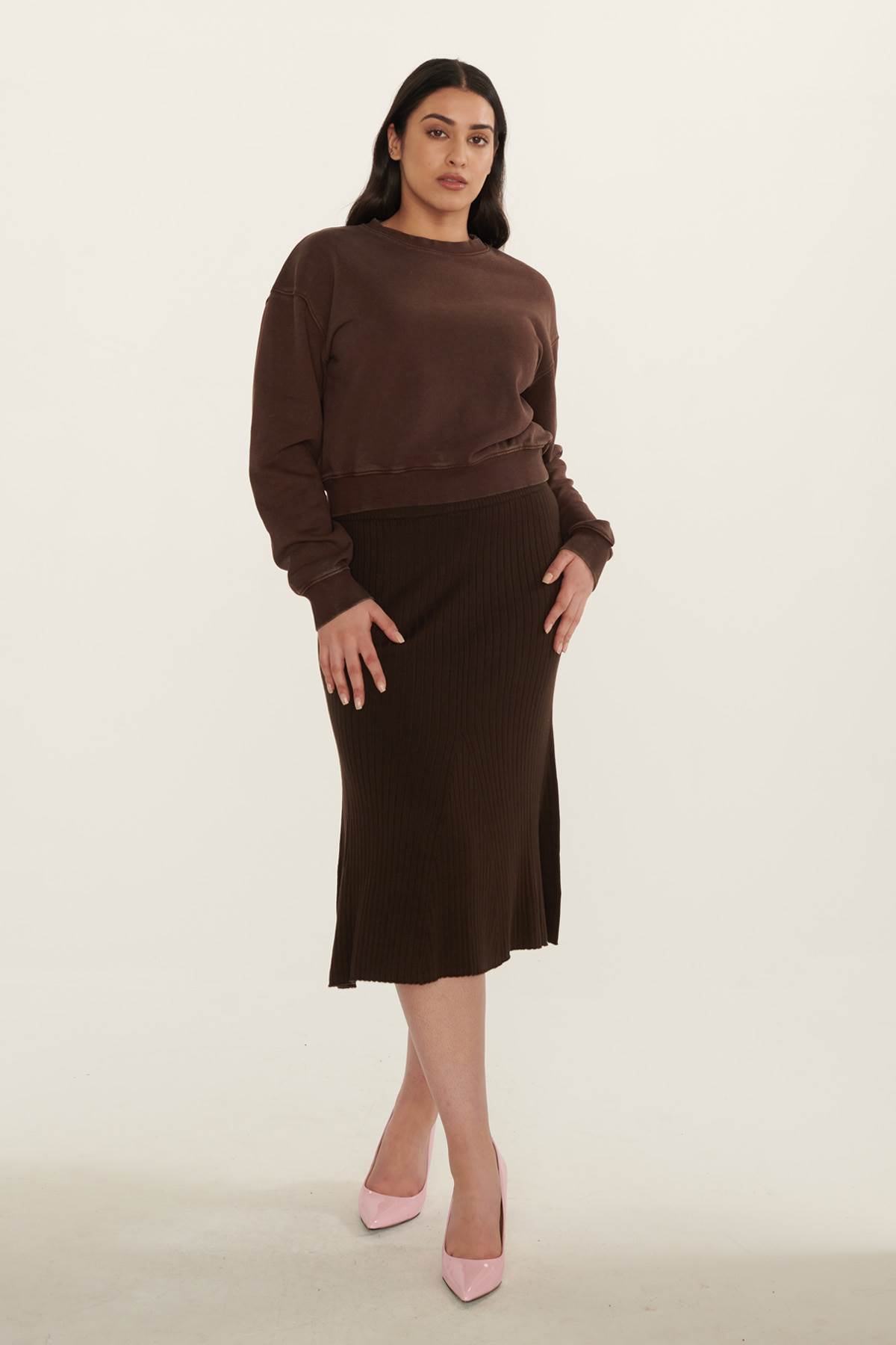 High waisted knit skirt hotsell