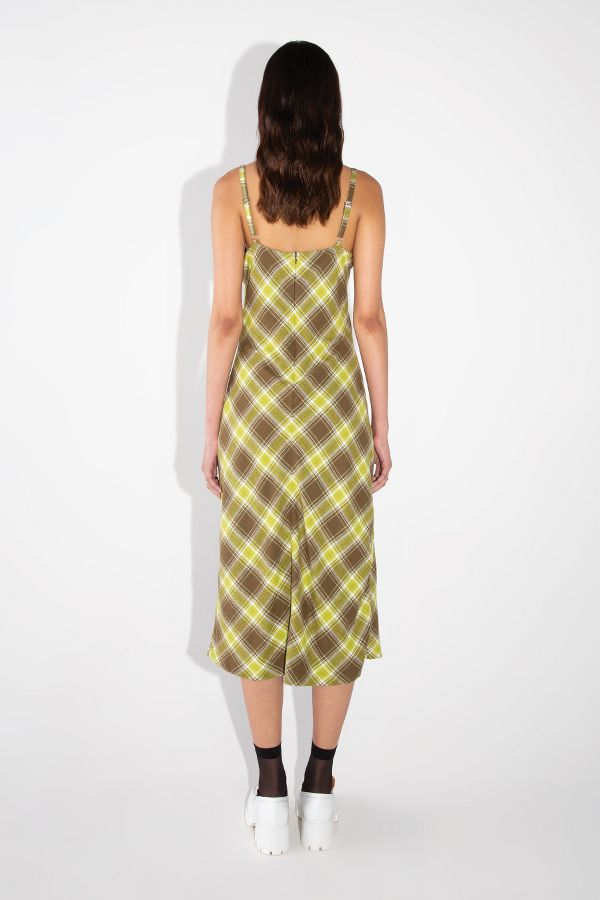 BIAS KNEE LENGTH DRESS 10 GREEN PLAID